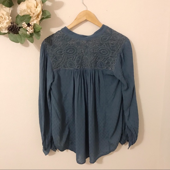 Free People Blue Canyon Rose Hi-Lo Blouse Size XS - Picture 4 of 8